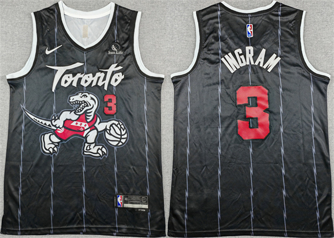 Men's Toronto Raptors #3 Brandon Ingram Black 2025-26 City Edition Stitched Basketball Jersey