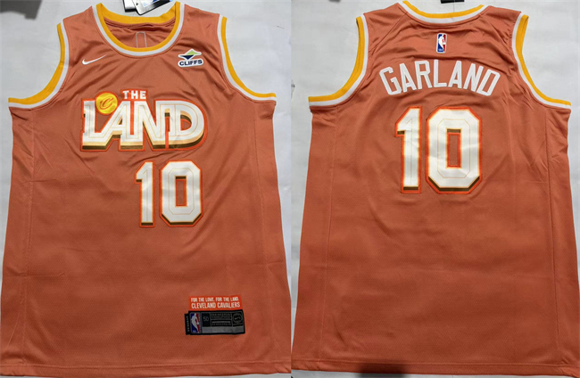 Men's Cleveland Cavaliers #10 Darius Garland Orange 2025 City Edition Stitched Jersey