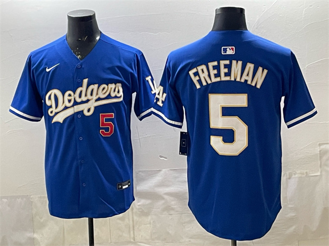 Men's Los Angeles Dodgers #5 Freddie Freeman Royal Limited Stitched Baseball Jersey