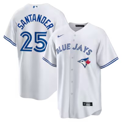 Men's Toronto Blue Jays #25 Anthony Santander White Home Cool Base Stitched Baseball Jersey