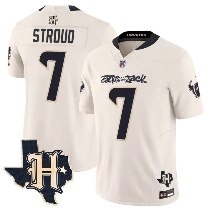 Men's Houston Texans x Cactus Jack #7 C.J. Stroud Cream F.U.S.E. Vapor Limited Stitched Jersey