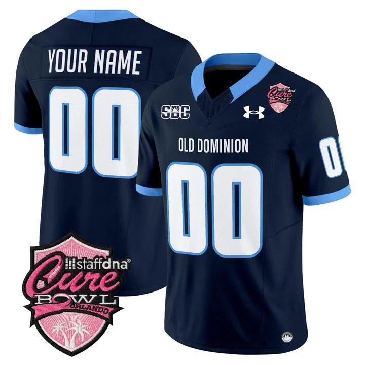 Men's Old Dominion Monarchs Custom Navy Cure Bowl F.U.S.E. 2025 Vapor Limited Stitched Jersey