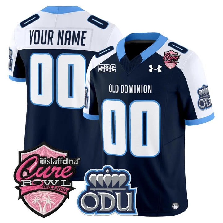 Men's Old Dominion Monarchs Custom Navy White Cure Bowl F.U.S.E. 2025 Vapor Limited Stitched Jersey