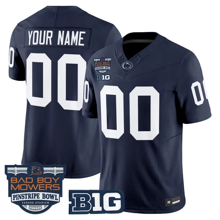 Men's Penn State Nittany Lions Custom Navy Pinstripe Bowl 2025 F.U.S.E. Vapor Limited V2 Stitched Jersey