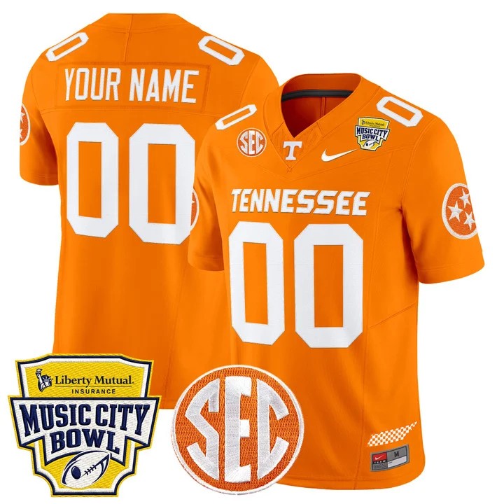 Men's Tennessee Volunteers Custom Orange Music City Bowl F.U.S.E. 2025 Vapor Limited Stitched Jersey