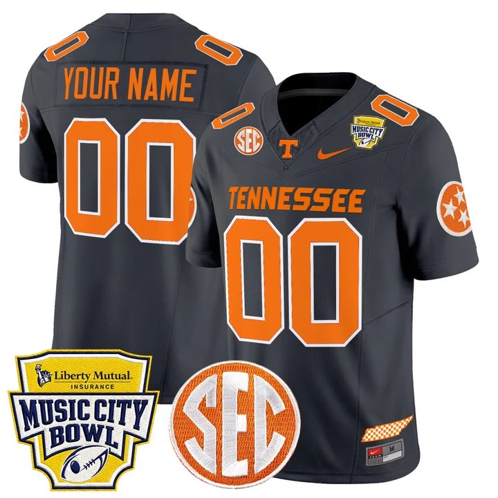 Men's Tennessee Volunteers Custom Smokey Grey Music City Bowl F.U.S.E. 2025 Vapor Limited Stitched Jersey