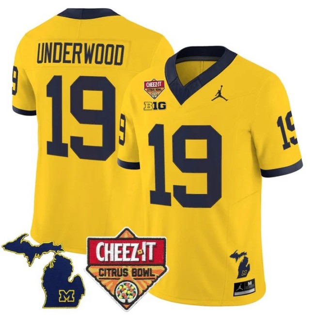 Men's Michigan Wolverines #19 Bryce Underwood Maize Cheez-It Citrus Bowl F.U.S.E. 2025 Vapor Limited Stitched Jersey