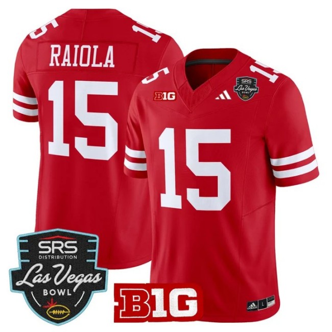 Men's Nebraska Cornhuskers #15 Dylan Raiola Scarlet Las Vegas Bowl F.U.S.E. 2025 Vapor Limited Stitched Jersey