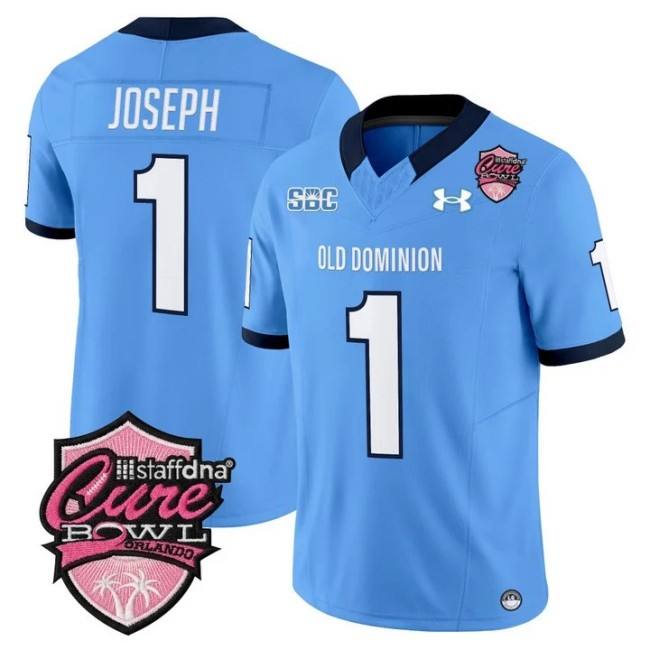 Men's Old Dominion Monarchs #1 Colton Joseph Blue Cure Bowl F.U.S.E. 2025 Vapor Limited Stitched Jersey