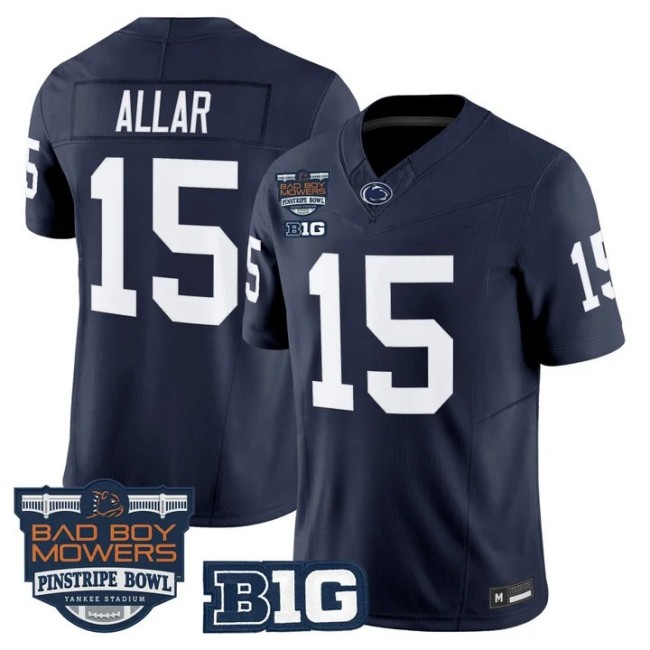 Men's Penn State Nittany Lions #15 Drew Allar Navy Pinstripe Bowl F.U.S.E. 2025 Vapor Limited V2 Stitched Jersey