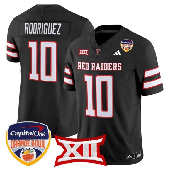Men's Texas Tech Red Raiders #10 Jacob Rodriguez Black 2025-26 Orange Bowl F.U.S.E. Vapor Limited Stitched Jersey