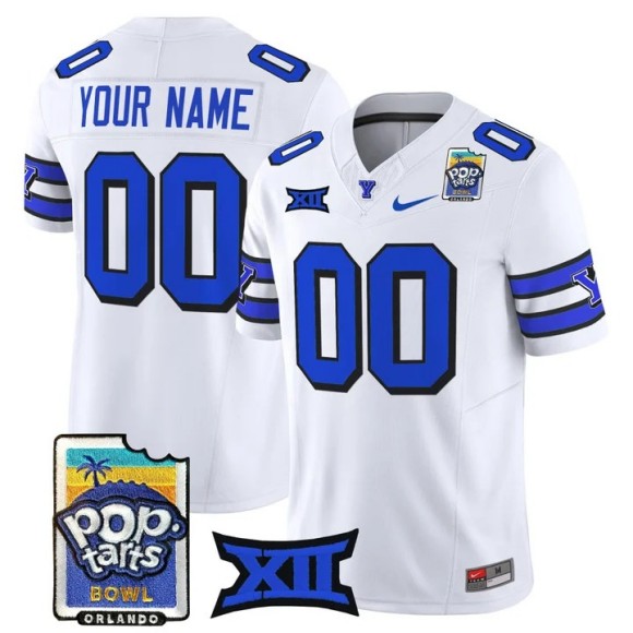 Men's BYU Cougars Custom White 1996 Throwback 2025-26 Pop-Tarts Bowl F.U.S.E. Vapor Limited Stitched Jersey
