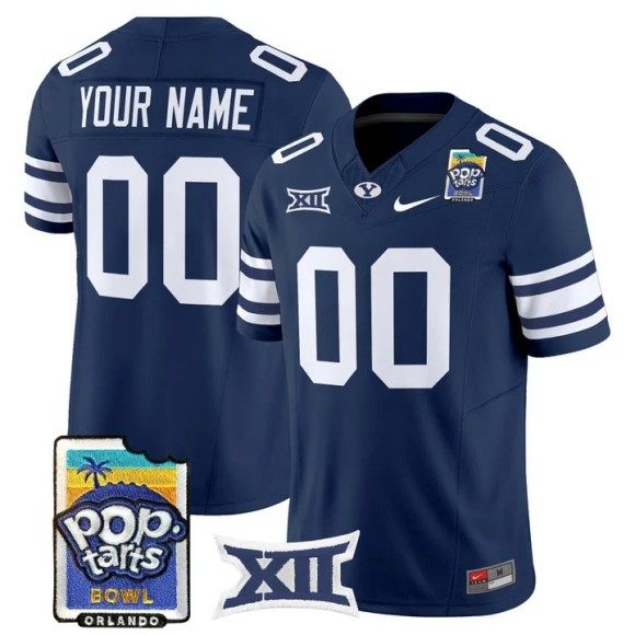 Men's BYU Cougars Custom Navy 2025-26 Pop-Tarts Bowl F.U.S.E. Vapor Limited Stitched Jersey