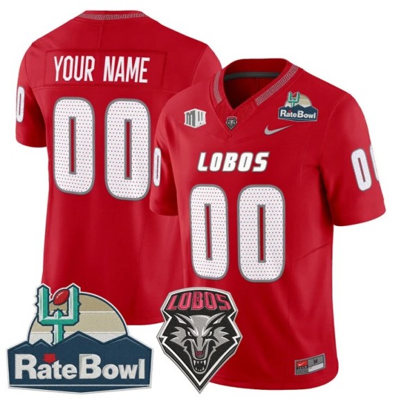 Men's New Mexico Lobos Custom Red 2025-26 Rate Bowl F.U.S.E. Vapor Limited Stitched Jersey