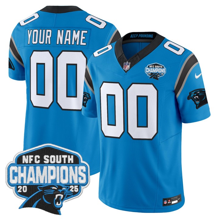 Men's Carolina Panthers Custom Blue 2025 NFC South Division Champions F.U.S.E. Vapor Limited Stitched Jersey