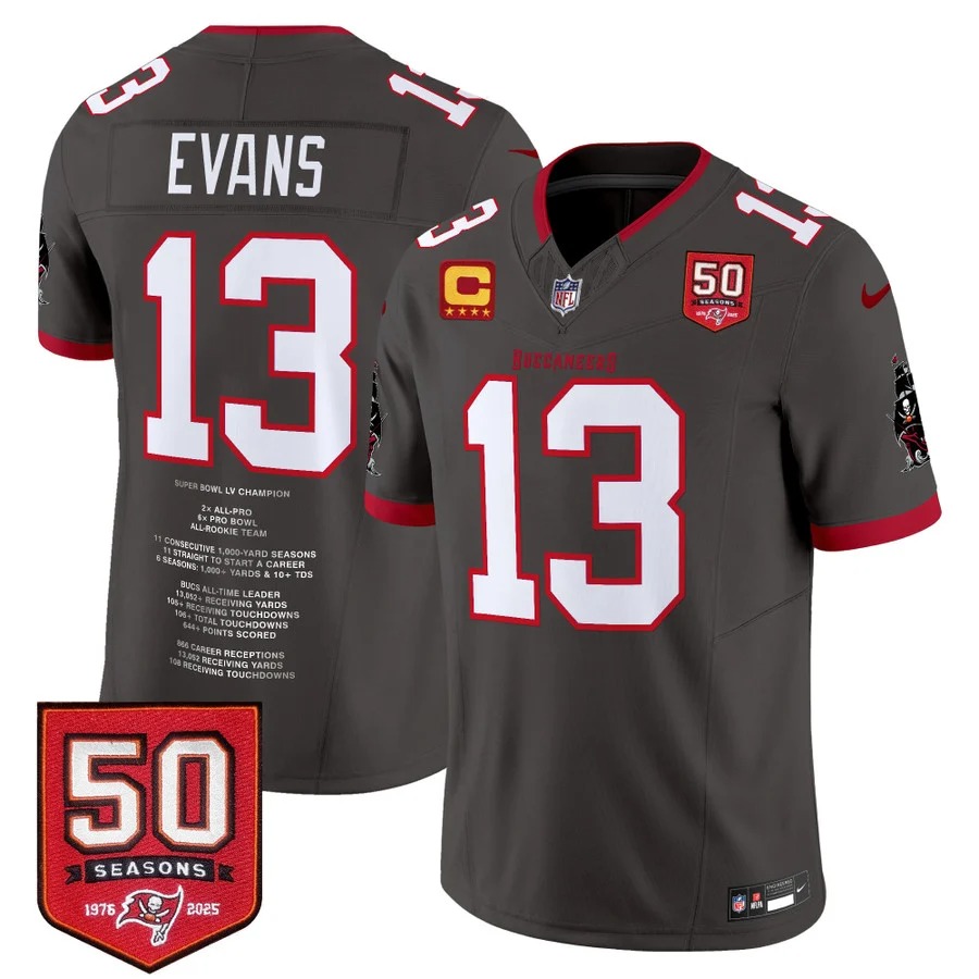 Men's Tampa Bay Buccaneers #13 Mike Evans Pewter F.U.S.E. 2026 'Franchise Legend' Vapor Limited Stitched Jersey