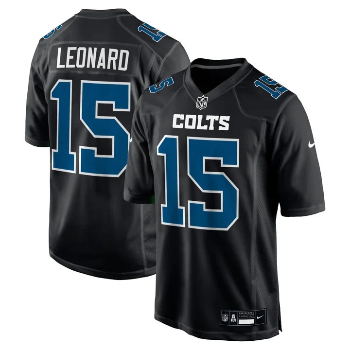 Men's Indianapolis Colts #15 Riley Leonard Black Fashion Stitched Jersey
