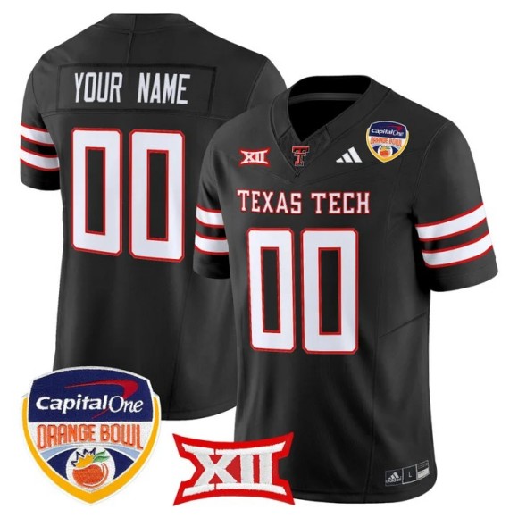 Men's Texas Tech Red Raiders Custom Black 2025-26 Orange Bowl F.U.S.E. Vapor Limited V2 Stitched Jersey