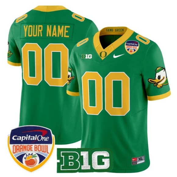 Men's Oregon Ducks Custom Green 2026 Orange Bowl F.U.S.E. Vapor Limited Stitched Jersey