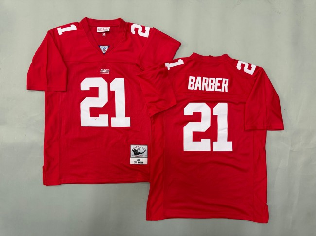 Men's New York Giants #21 Tiki Barber Red 'MN' 2004 Throwback Jersey