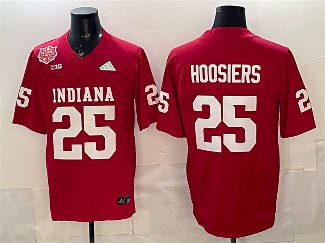 Men's Indiana Hoosiers #25 Hoosiers Red F.U.S.E. 2025 National Champions Patch Stitched Football Jersey