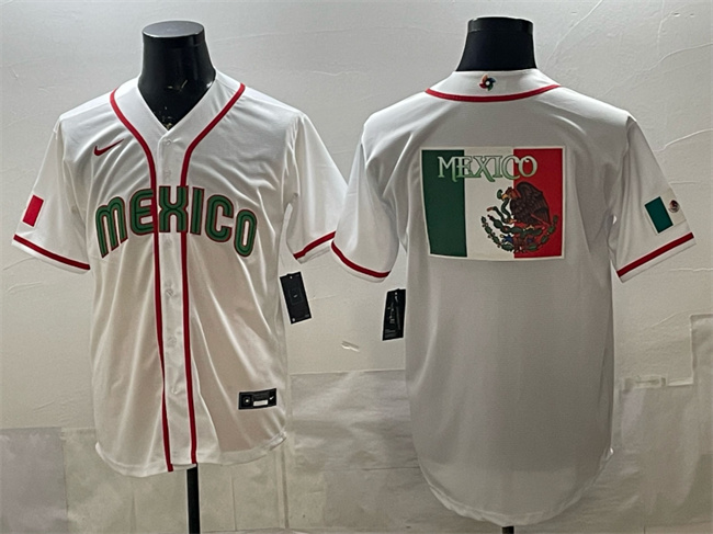 Men's Mexico Baseball Team Big Logo White 2026 World Baseball Classic Home Stadium Stitched Jersey