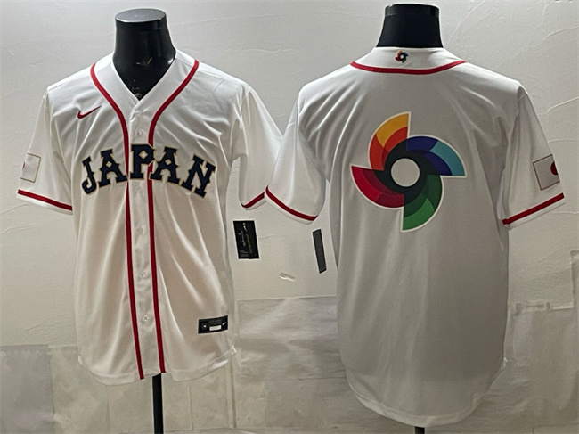 Men's Japan Baseball Team Big Logo White 2026 World Baseball Classic Home Stadium Stitched Jersey