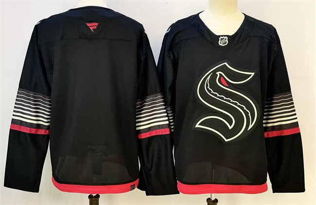 Men's Seattle Kraken Blank Black Alternate Stitched Hockey Jersey
