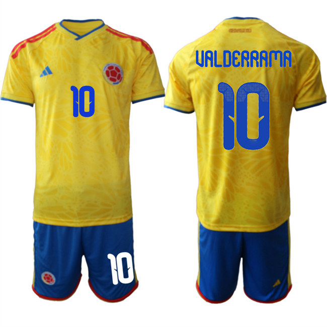 Men's Colombia Team #10 Carlos Valderrama Yellow 2026 World Cup Home Soccer Jersey Suit