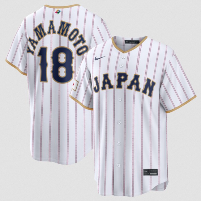 Men's Japan Baseball #18 Yoshinobu Yamamoto White 2026 World Baseball Classic Home Stadium Stitched Jersey
