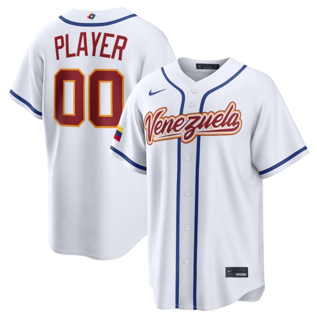 Men's Venezuela Baseball Active Player Custom White 2026 World Baseball Classic Home Stadium Stitched Jersey