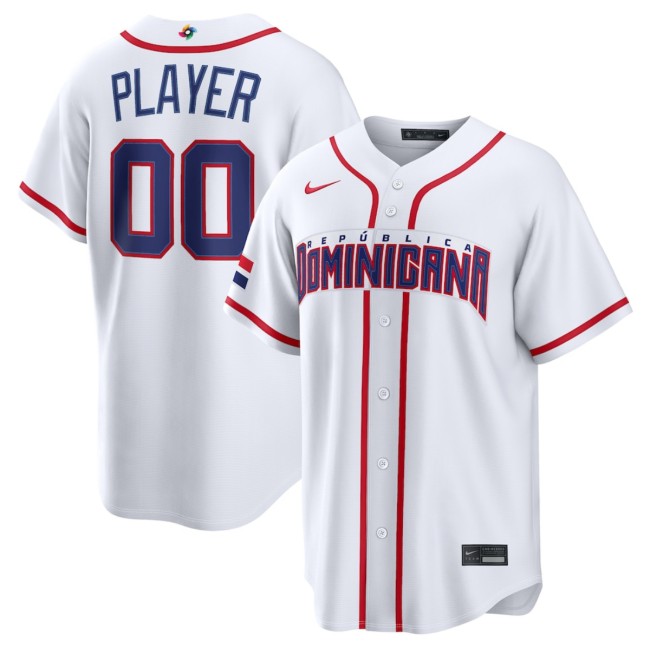 Men's Dominican Republic Baseball Active Player Custom White 2026 World Baseball Classic Home Stadium Stitched Jersey