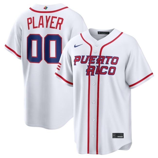 Men's Puerto Rico Baseball Active Player Custom White 2026 World Baseball Classic Home Stadium Stitched Jersey