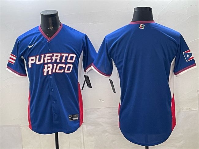 Men's Puerto Rico Baseball Blank Blue 2026 World Baseball Classic Road Stadium Stitched Jersey