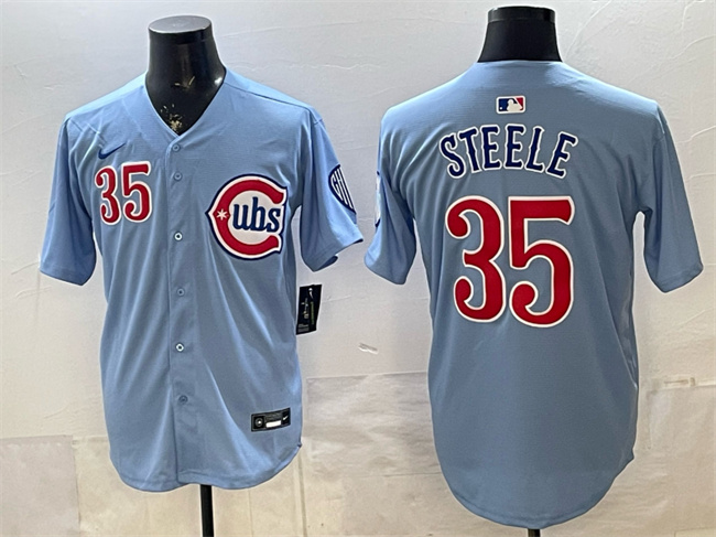 Men's Chicago Cubs #35 Justin Steele Blue 2024-25 2nd Alternate Limited Stitched Baseball Jersey