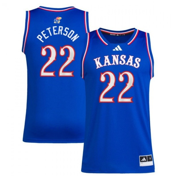 Men's Kansas Jayhawks #22 Darryn Peterson Royal Stitched Basketball Jersey