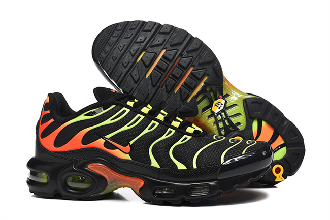 Men's Hot sale Running weapon Air Max TN1 Black-Green-Orange Shoes 069