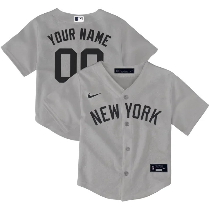 Toddlers New York Yankees Custom Grey Stitched Baseball Jersey