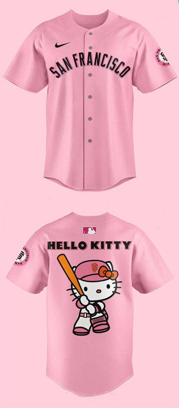 Youth San Francisco Giants X Hello Kitty Pink Baseball Jersey