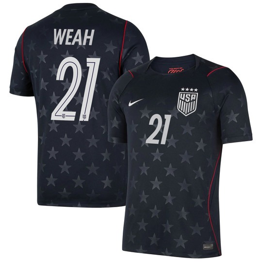 USMNT #21 Timothy Weah Blue Away Nike 2026 World Cup Match Jersey