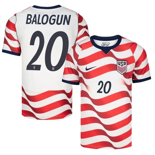 USMNT #20 Folarin Balogun White Home Nike 2026 World Cup Match Jersey