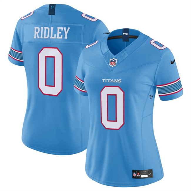 Women's Tennessee Titans #0 Calvin Ridley Light Blue 2026 F.U.S.E. Vapor Limited Stitched Football Jersey(Run Small)