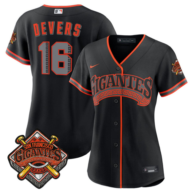 Women's San Francisco Giants #16 Rafael Devers Black 2026 Alternate Stadium Stitched Baseball Jersey(Run Small)