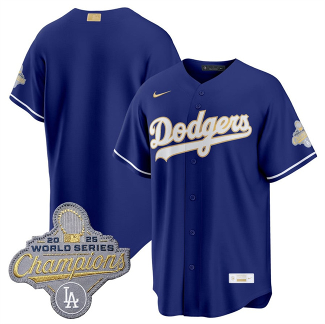 Men's Los Angeles Dodgers Blank Royal 2026 Alternate Gold Collection Stadium Stitched Baseball Jersey