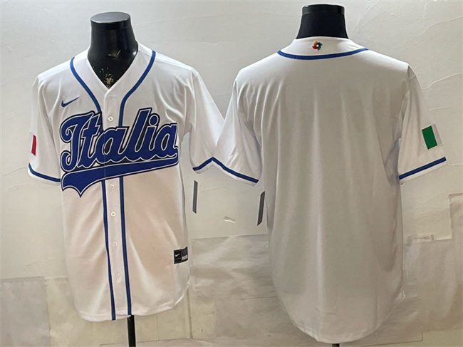 Men's Italy Baseball Blank White 2026 World Baseball Classic Home Stadium Stitched Jersey