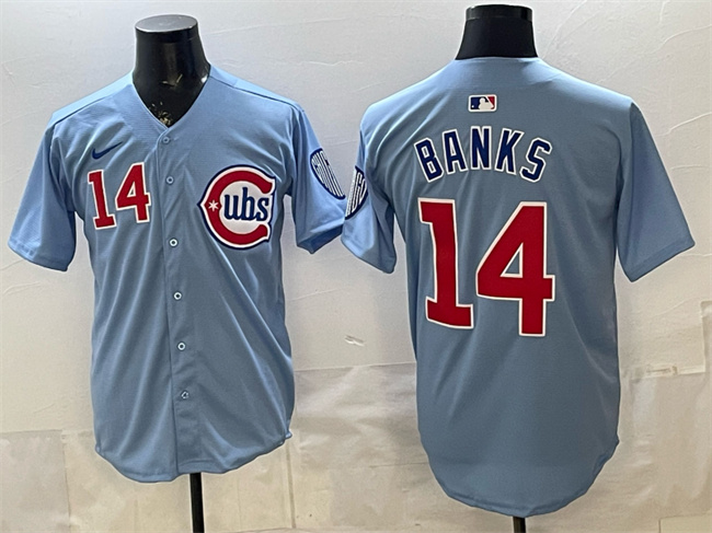 Men's Chicago Cubs #14 Ernie Banks Blue 2024-25 2nd Alternate Limited Stitched Baseball Jersey