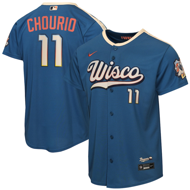 Youth Milwaukee Brewers #11 Jackson Chourio Mineral Blue 2026 City Connect Stadium Stitched Baseball Jersey