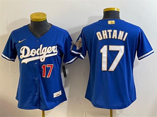 Women's Los Angeles Dodgers #17 Shohei Ohtani Royal 2026 Alternate Gold Collection Stadium Stitched Baseball Jersey(Run Small)