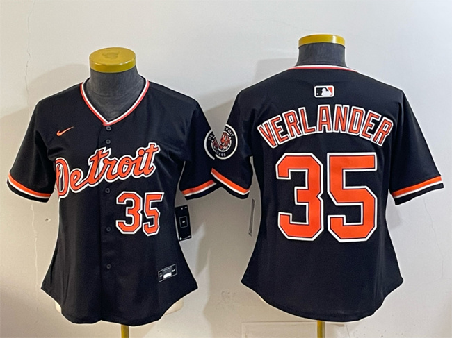 Women's Detroit Tigers #35 Justin Verlander Black 2026 Alternate Vapor Premier Limited Stitched Baseball Jersey(Run Small)