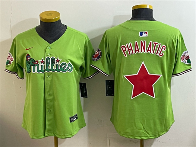 Women's Philadelphia Phillies Light Green Phanatic Limited Stitched Jersey(Run Small)